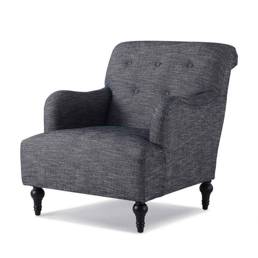Remmy Light Grey Upholstered Arm Chair-DH7134.LGRY-GLD - The Home Depot