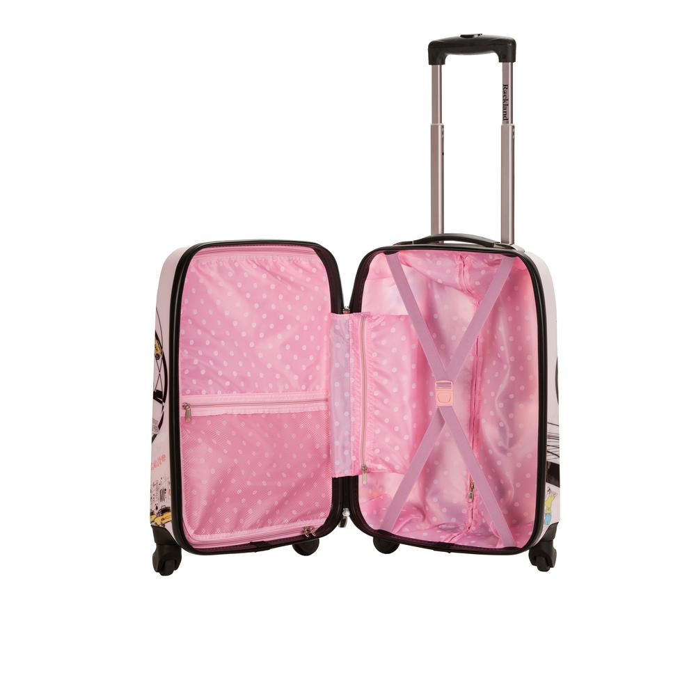 pink suitcases on wheels