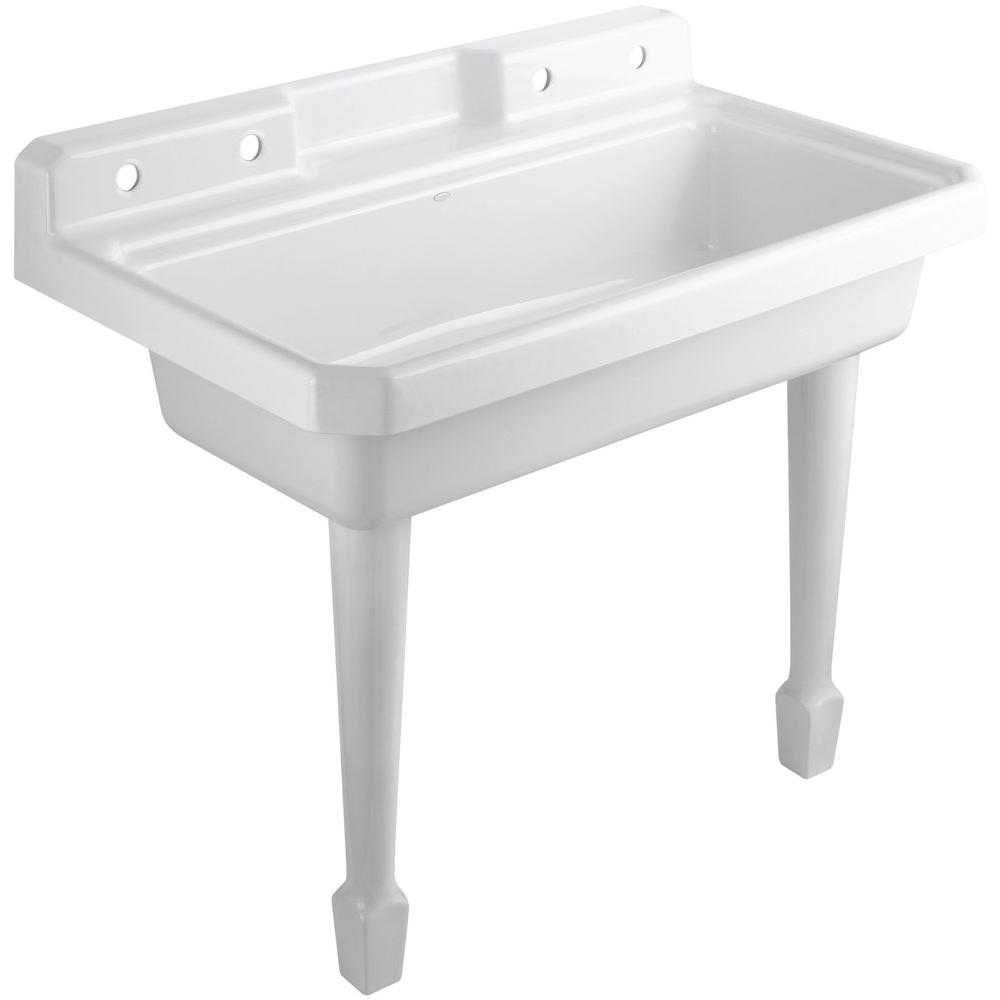 Kohler Harborview 48 In X 28 In Cast Iron Top Mount Wall Mount Utility Sink In White