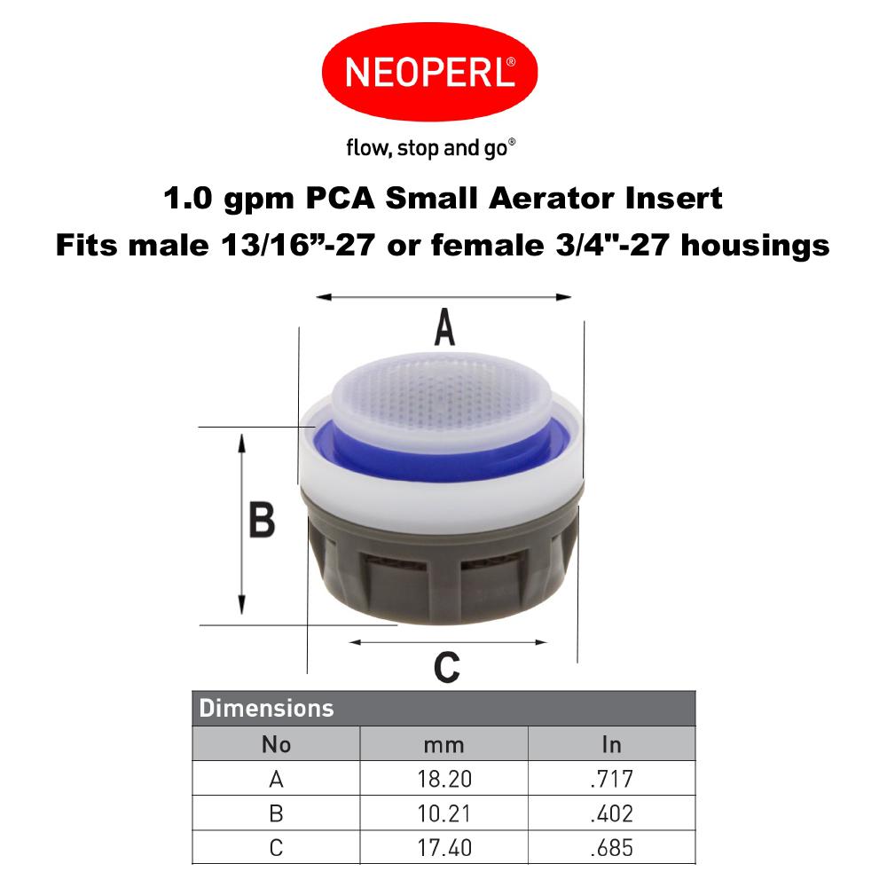 Silicone Tip Acetal 1.5 GPM No Washer Neoperl 31 7350 3 PCA Spray ITR Economy Flow Aerator Insert Pack of 6 Regular Full Coverage Rain Spray Green//Clear Dome