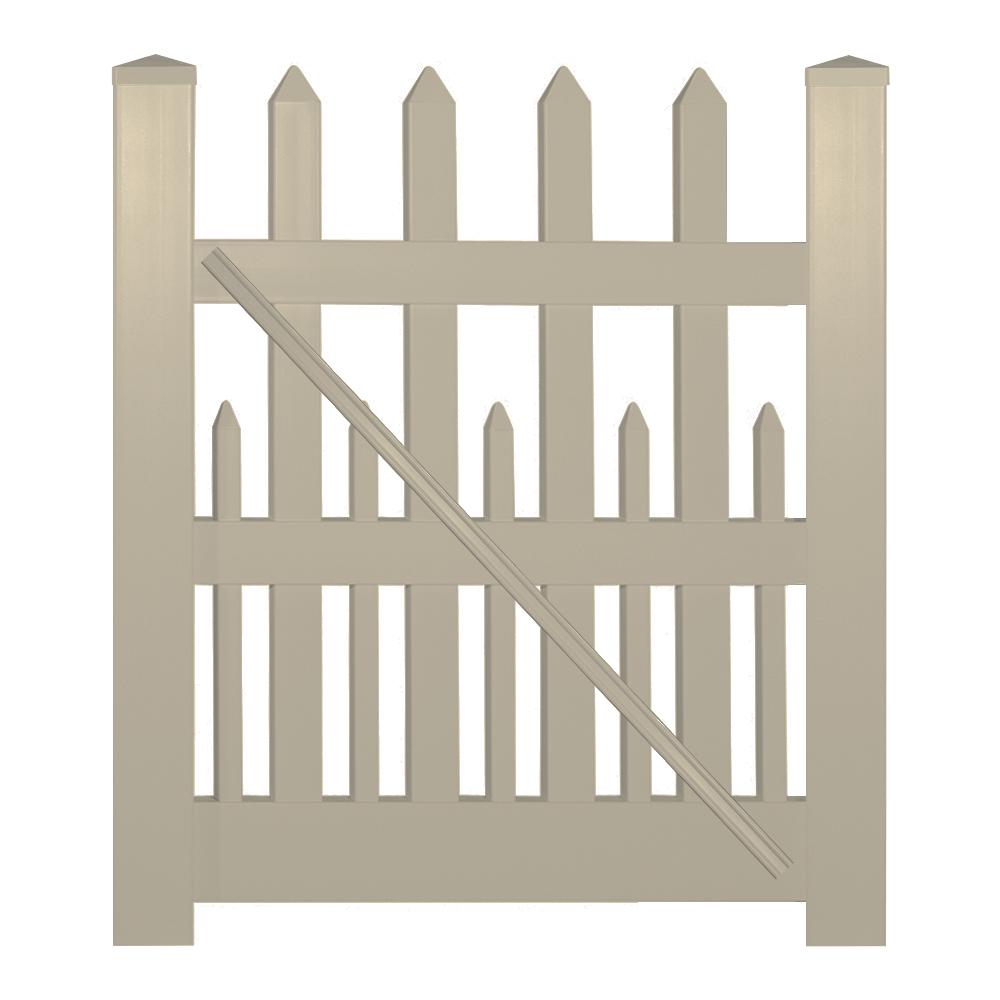 Weatherables Ashville 4 Ft W X 5 Ft H Khaki Vinyl Picket Fence