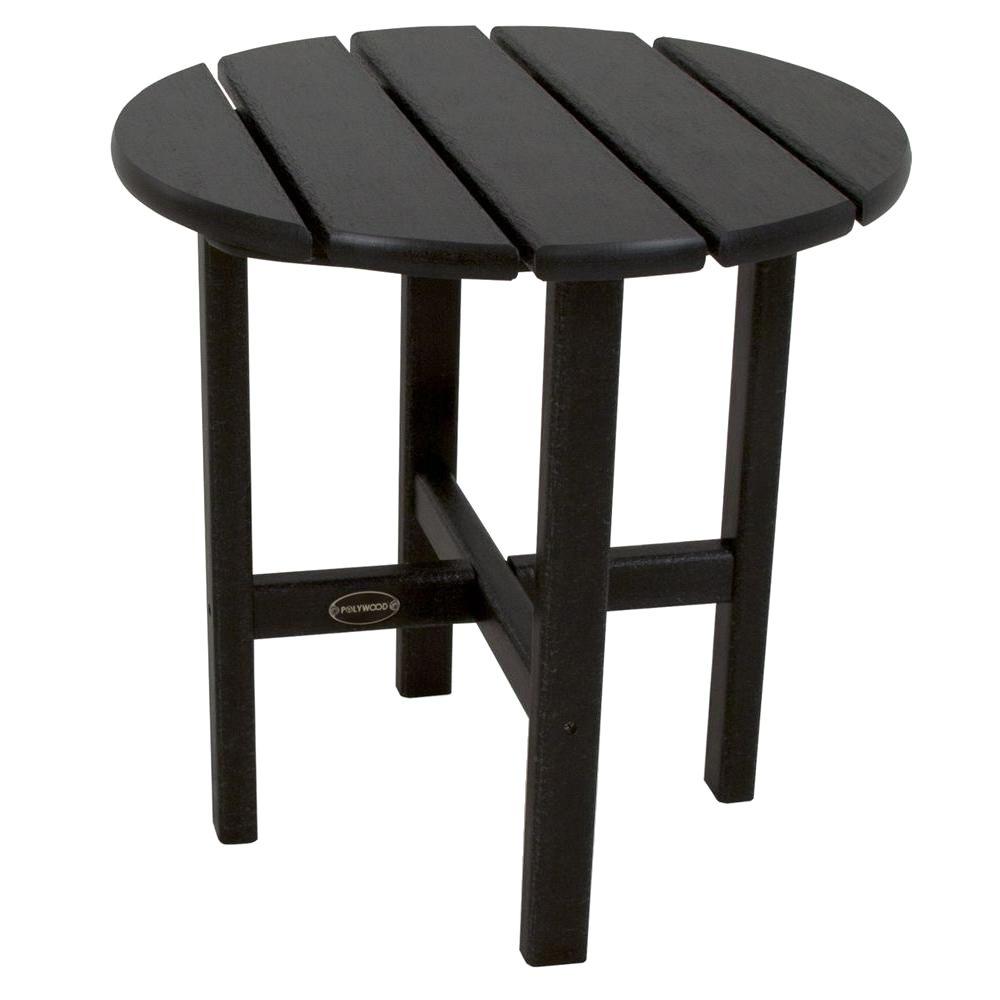 POLYWOOD 18 in. Black Round Patio Side Table-RST18BL - The Home Depot