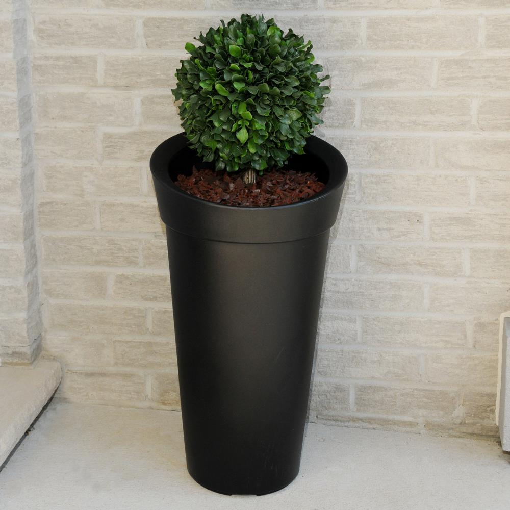 Mayne Creston Black Polyethylene Tall Planter Enjoy The Classic Charm Of Fairfield Tall Patio Planter This Versatile Container Has Three Planting Options Remove Tray And You Can Plant