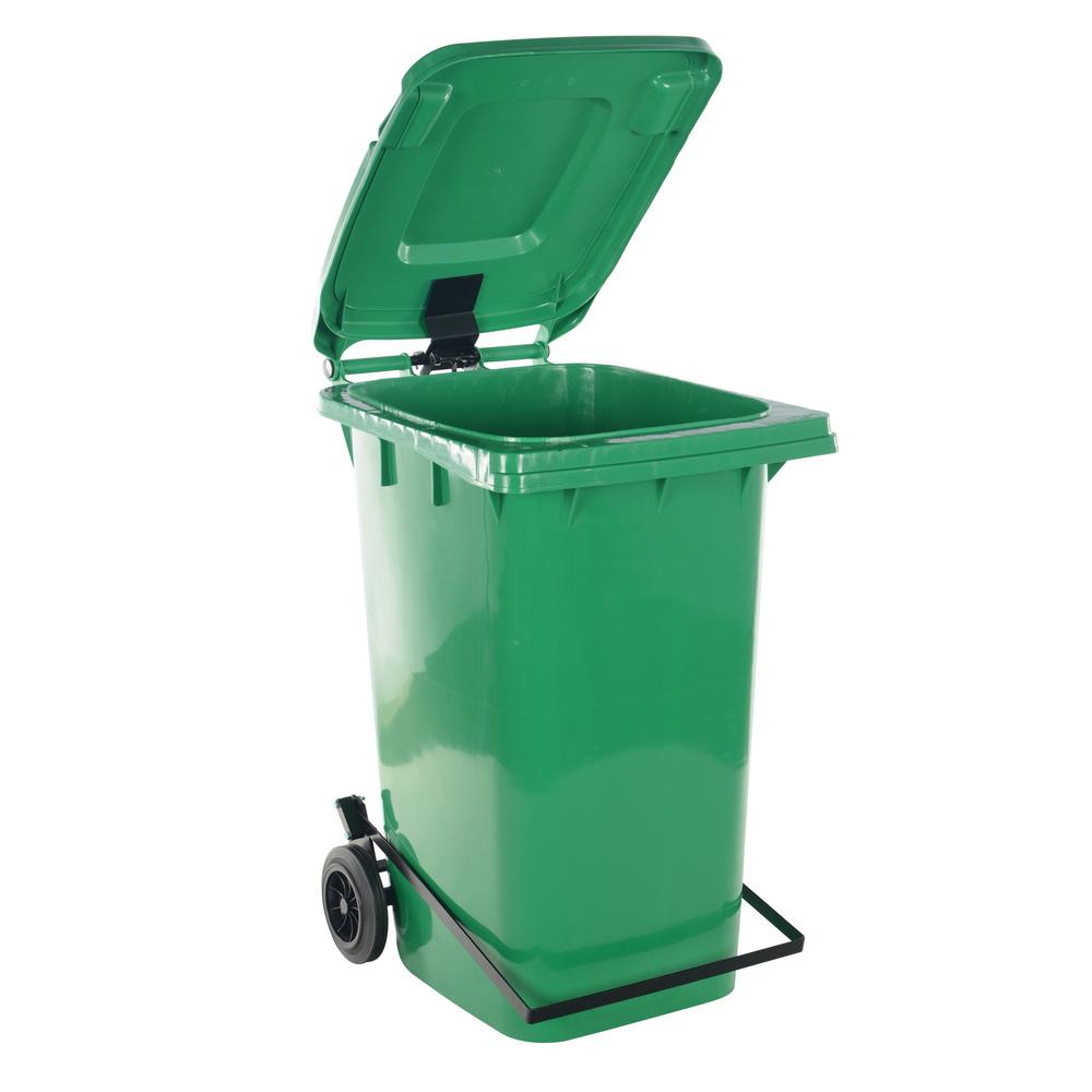 22 Depth Capacity 18.75 Width 32 lb Gray 38 Height HDPE Vestil TH-32-GY-FL Trash Can with Foot Lid Lift High Density Polyethylene 21.81 Length