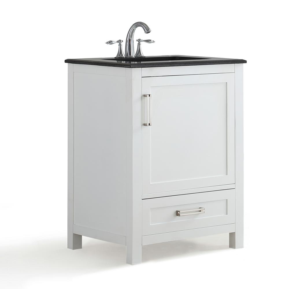 Simpli Home Evan 24 In W X 215 In D X 345 In H Vanity In White With Granite Vanity Top In 6130