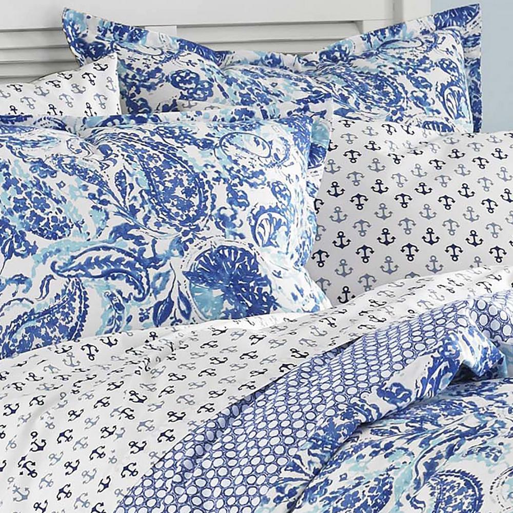 Poppy Fritz Brooke 3 Piece Blue King Cotton Comforter Set 217012