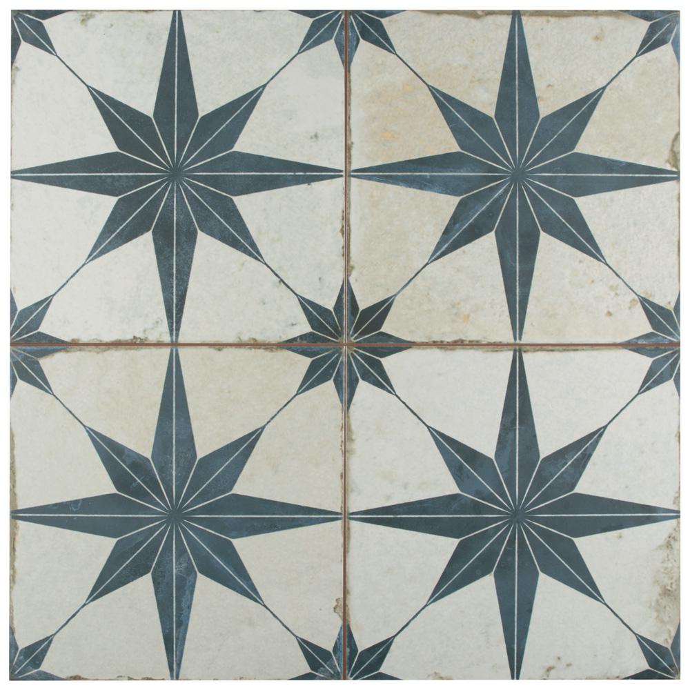Merola Tile Kings Star Blue Encaustic 17 5 8 In X Merola Tile Kings Star Blue Encaustic 17 5 8 In X