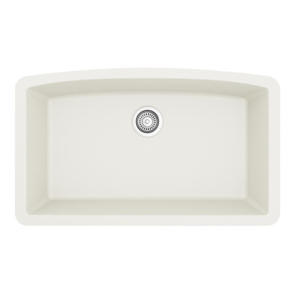 Karran Undermount Quartz Composite 32 In Single Bowl Kitchen Sink In White