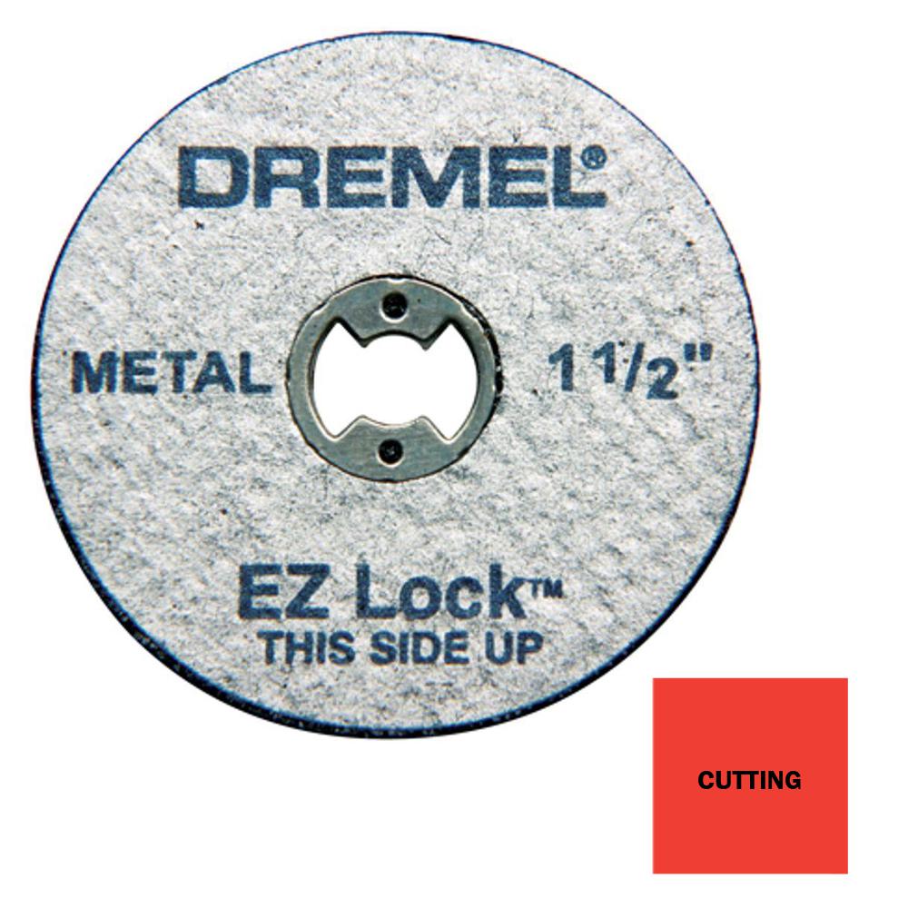 Dremel Ez Lock 1 1 2 In Rotary Tool Metal Cut Off Wheels For Metal 5 Pack Ez456 The Home Depot
