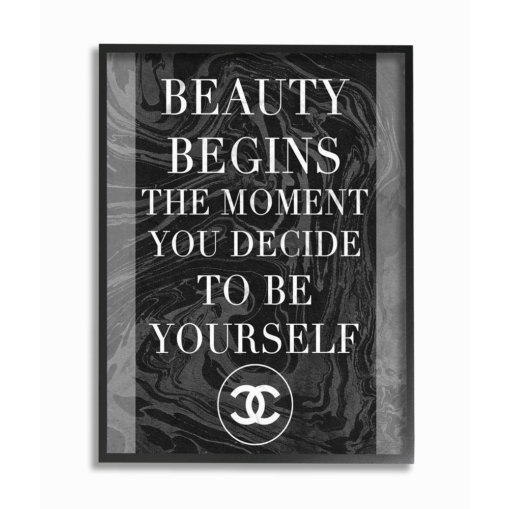 The Stupell Home Decor Collection 11 In X 14 In Beauty Begins Once You Decide To Be Yourself Black Marble By Daphne Polselli Framed Wall Art Mwp 539 Fr 11x14 The Home Depot