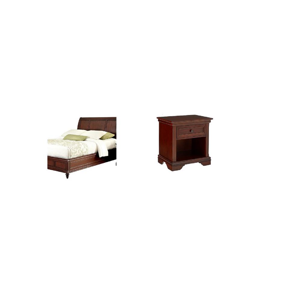 Homestyles Lafayette 2 Piece Cherry King Sleigh Bedroom Set 5537 6019 The Home Depot