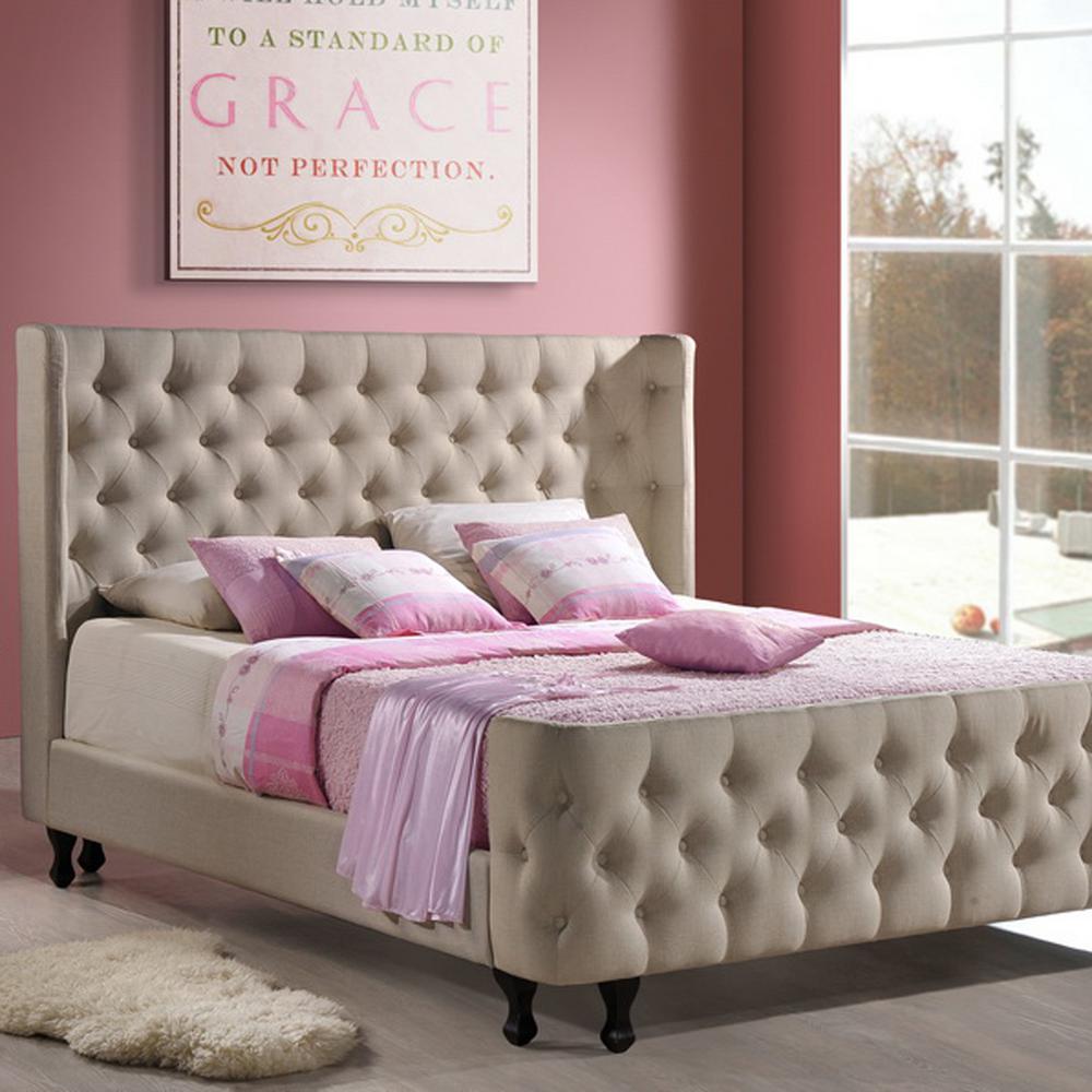 Baxton Studio Francesca Transitional Beige Fabric Upholstered King Size Bed Baxton Studio Francesca Transitional Beige Fabric Upholstered King Size Bed 28862 4711 Hd The Home Depot