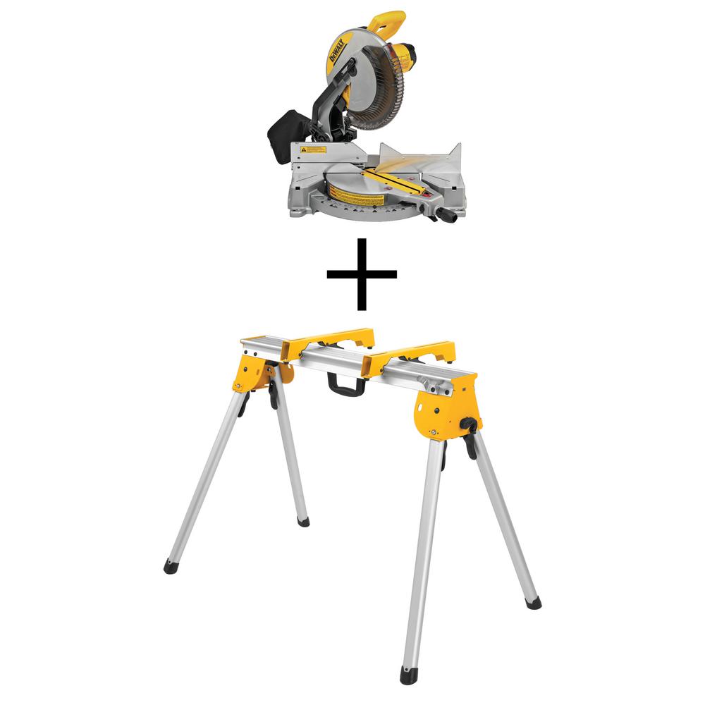DEWALT 15 Amp Corded 12 in. Compound Single Bevel Miter Saw with Heavy
