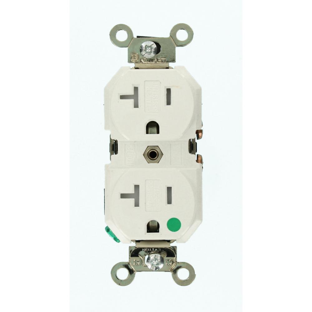 Leviton 20 Amp Hospital Grade Extra Heavy Duty Tamper Resistant Self Leviton 20 Amp Hospital Grade Extra Heavy Duty Tamper Resistant Self Grounding Duplex Outlet White