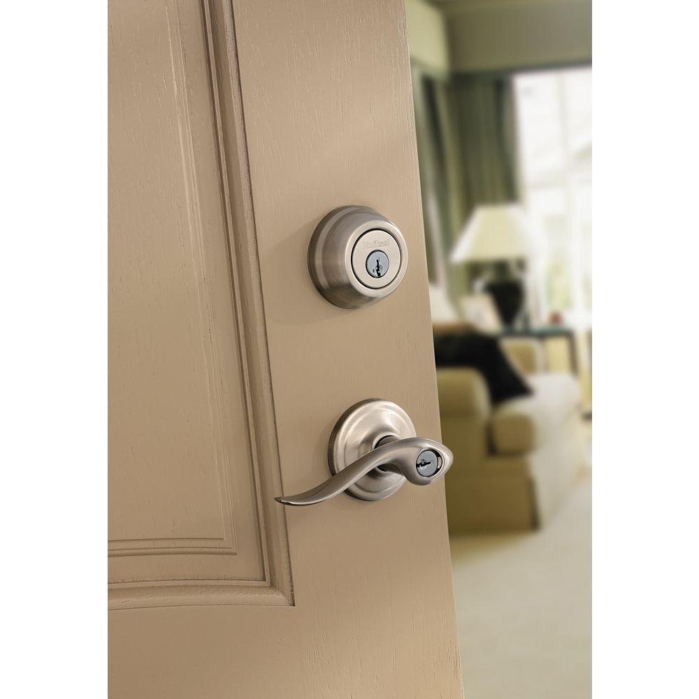 KWIKSET Tustin Satin Nickel Exterior Entry Door Lever Single Cylinder