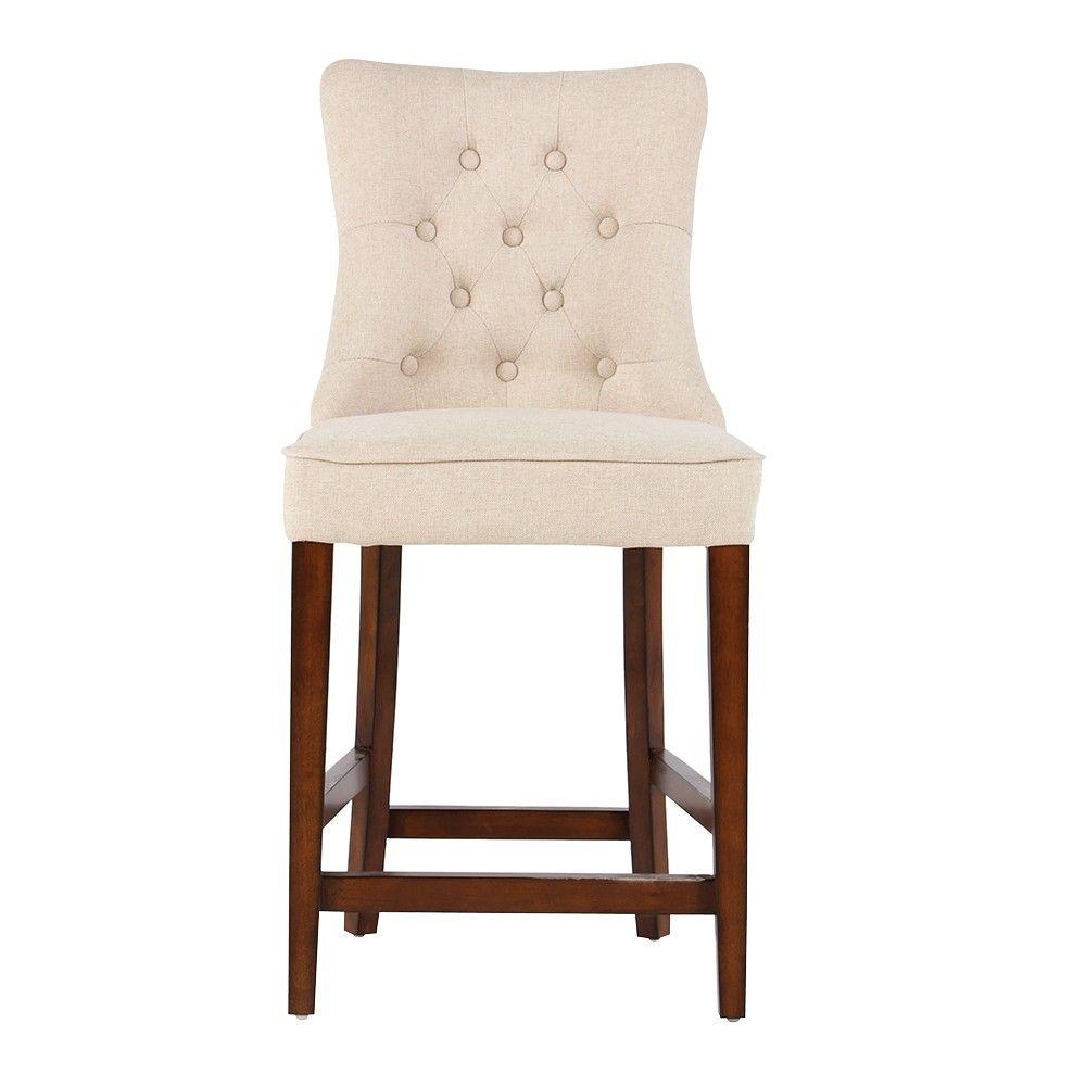 Home Decorators Collection Madelyn 31.25 in. Tan Cushioned Bar Stool in