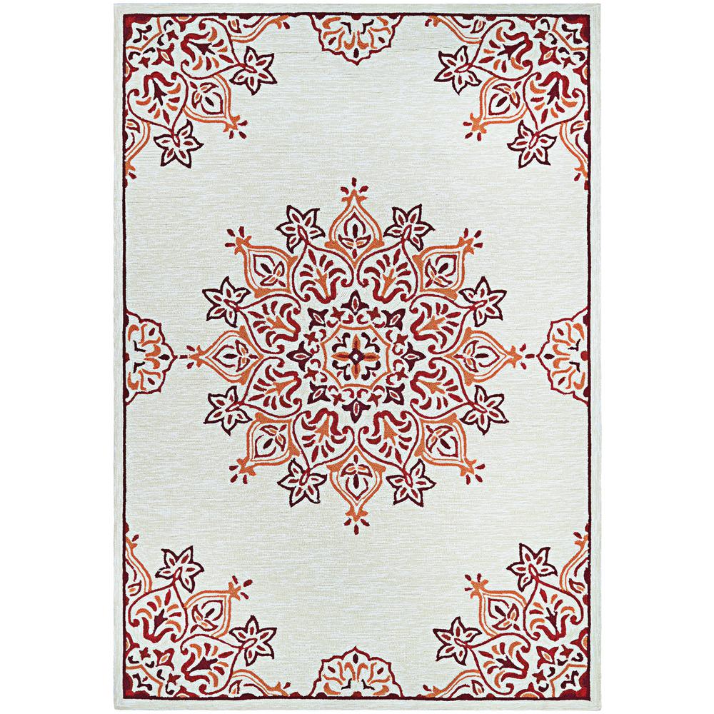 Couristan Covington Mystic Garden Sand Red 6 Ft X 8 Indoor Outdoor Area Rug