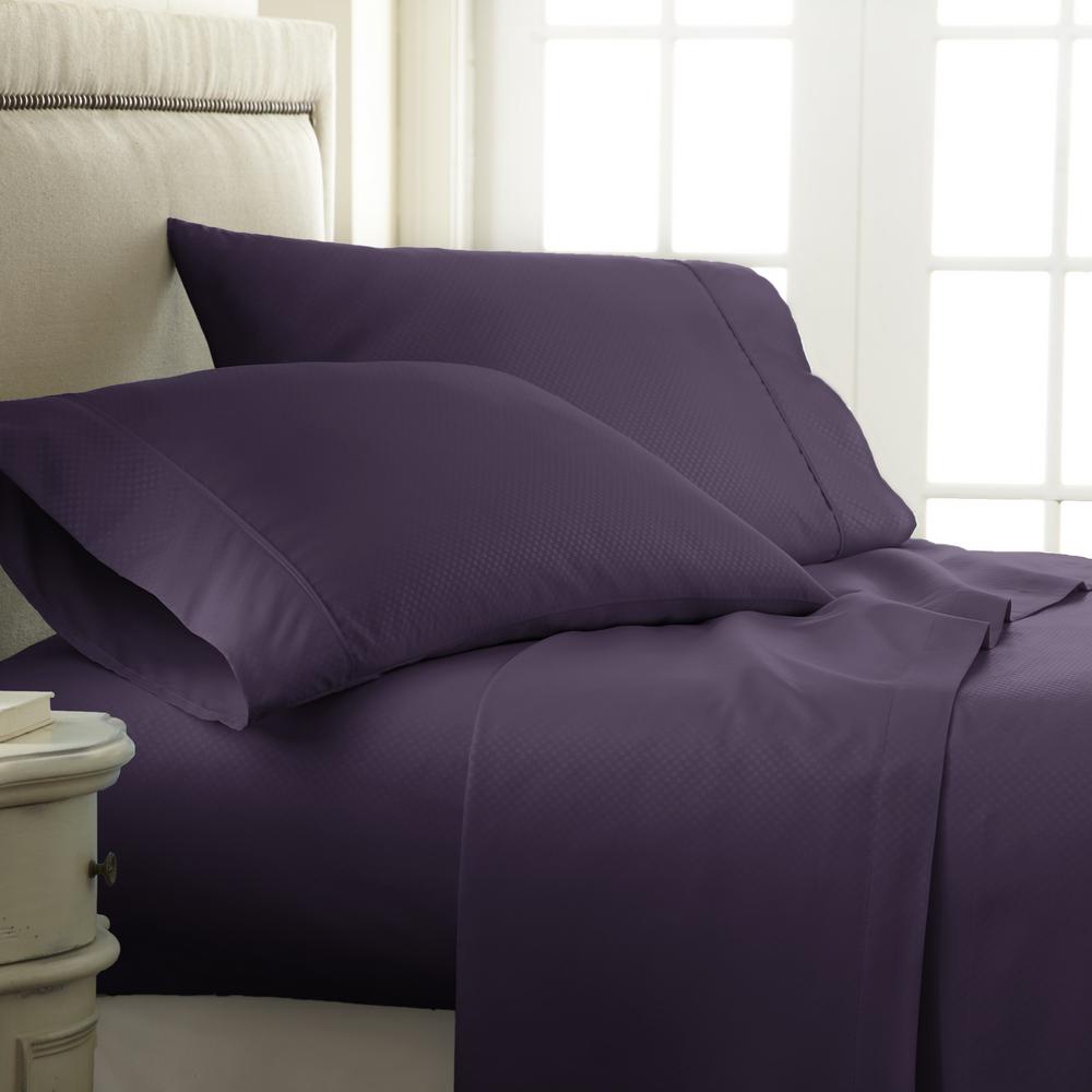 Bed Sheets Pillowcases Shams Bedding Bath The Home Depot Embossed Checkered Purple Queen Performance 4 Piece Bed Sheet Set