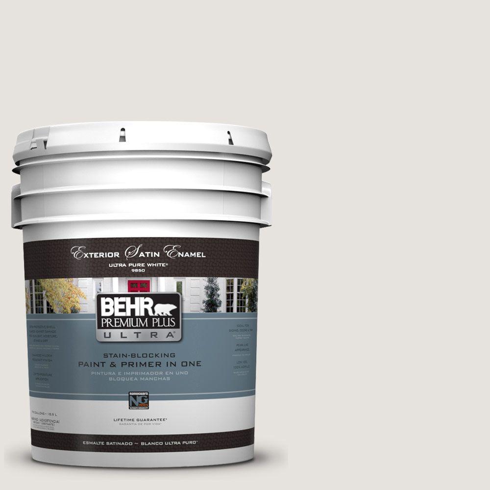 BEHR Premium Plus Ultra 5-gal. #UL250-13 White Opal Satin Enamel ...