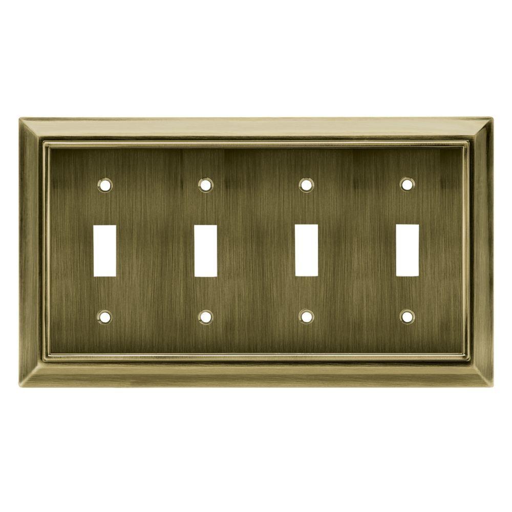 Hampton Bay Architectural Decorative Quadruple Switch Plate, Antique