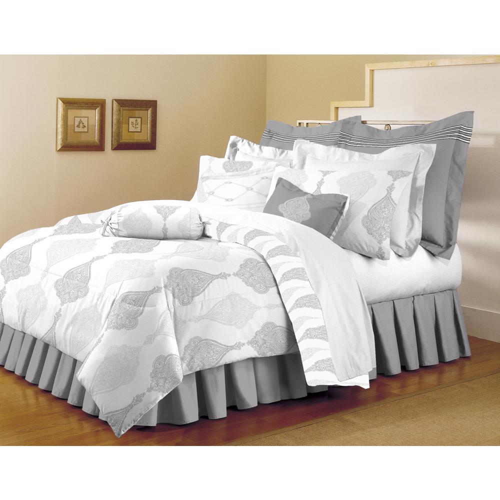 Home Dynamix Classic Trends White Light Gray 5 Piece Full Queen   Whites Home Dynamix Comforters F Q Ari 153 64 1000 