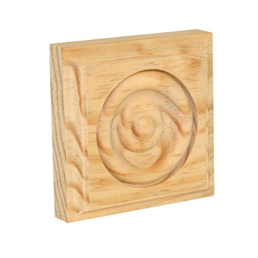 Alexandria Moulding 7 8 In X 3 4 Pine Rosette Alexandria Moulding 7 8 In X 3 4 Pine Rosette Corner Block R0334 20cb The Home Depot