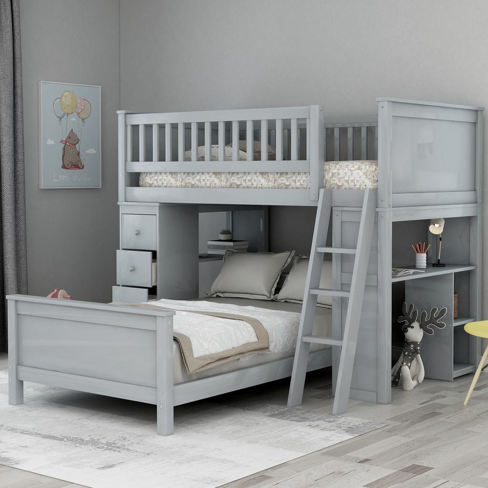 Gray Bunk Beds Top Ers 59 Off, Keystone Stairway Twin Bunk Bed