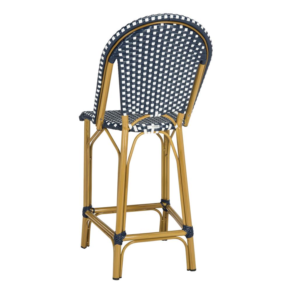 Safavieh PAT4008A Collection Ford Navy and White Indoor//Outdoor Stacking French Bistro Bar Stool