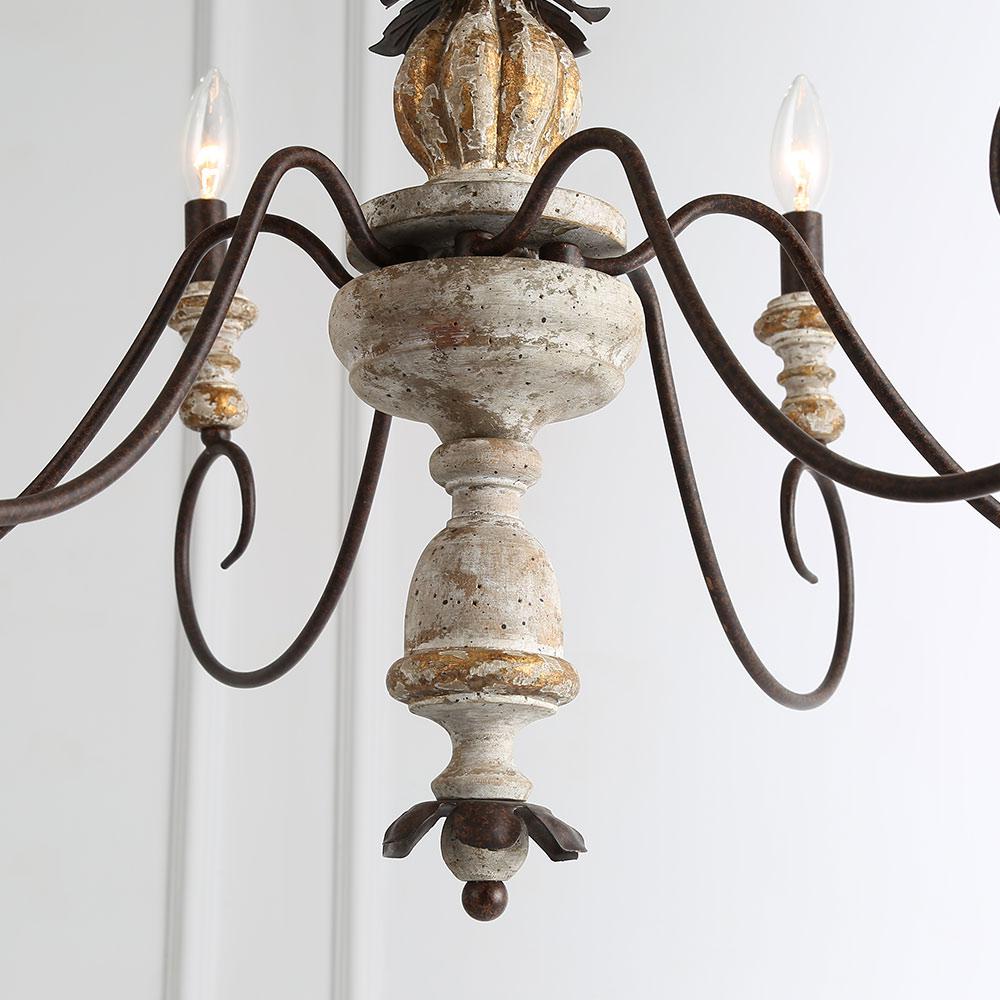 Lnc 6 Light Antique White Wood French Country Farmhouse Chandelier Lnc 6 Light Antique White Wood French
