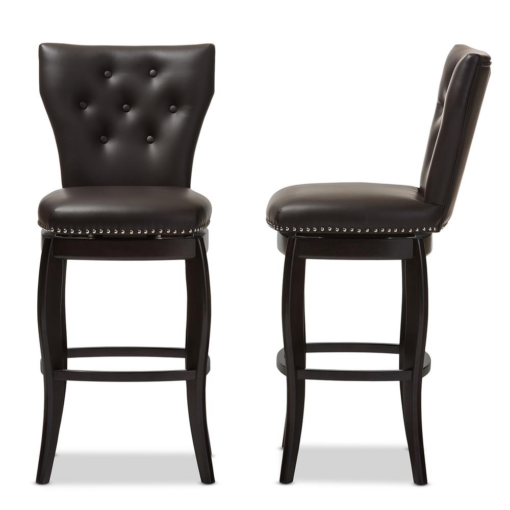 Extra Tall 34 40 Bar Stools Kitchen Dining Room Furniture Leonice Brown Faux Leather Upholstered 2 Piece Bar Stool Set