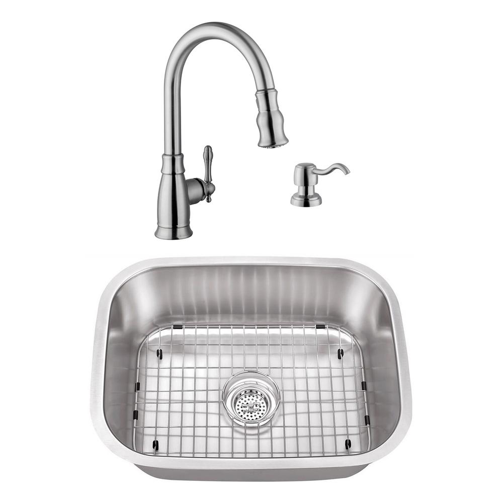 Cahaba Undermount Stainless Steel 23 7 16 In Small Single Bowl Undermount Stainless Steel 23 7 16 In Small Single Bowl Utility Sink With Brushed Nickel Faucet