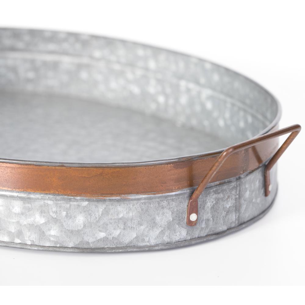 Vintiquewise Galvanized Metal Oval Rustic Serving Tray With Vintiquewise Galvanized Metal Oval