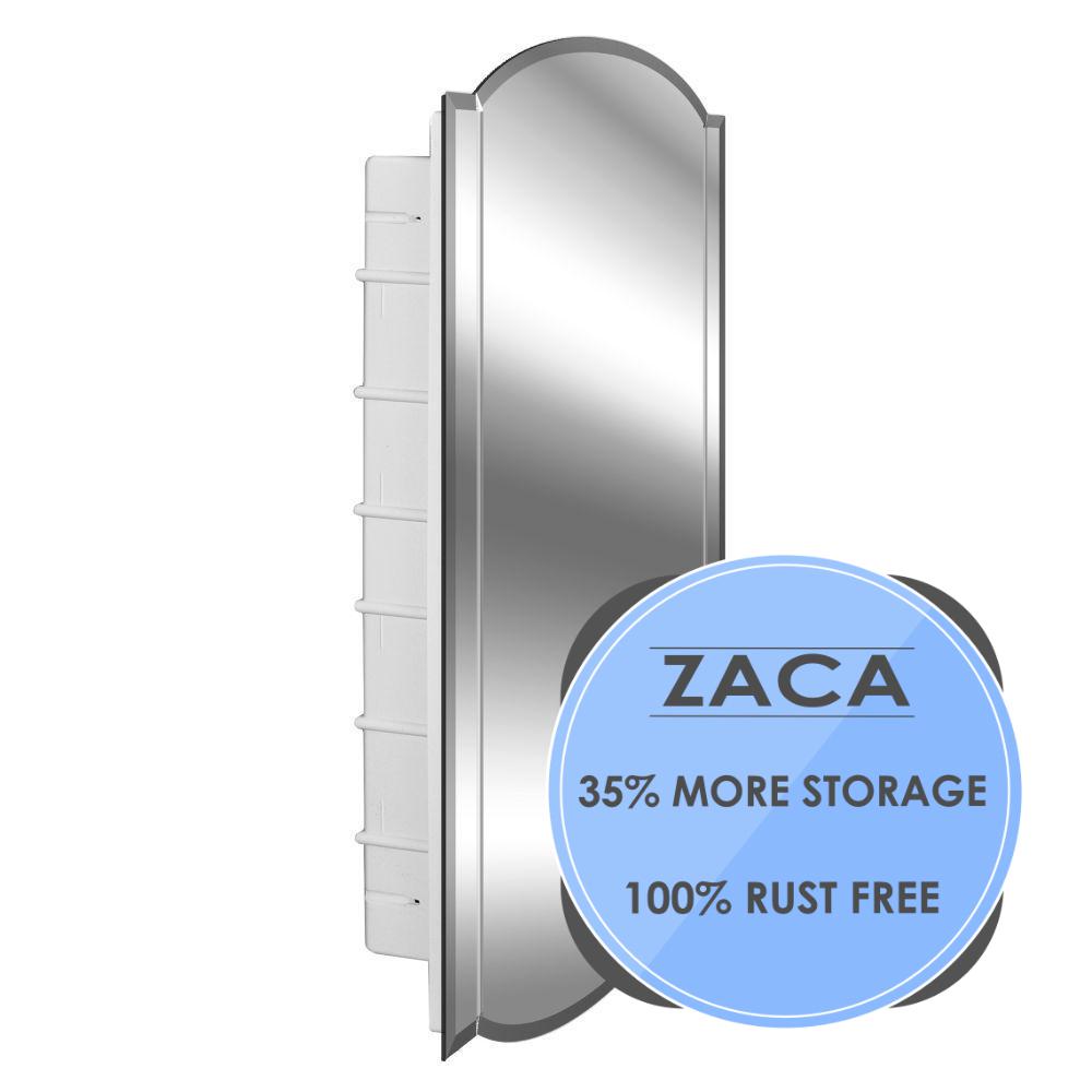 Zaca Spacecab Betelgeuse 16 In X 30 In X 3 1 2 In Frameless Recessed 1 Door Medicine Cabinet With 6 Shelves And Arch Mirror 44 2 30 00 The Home Depot