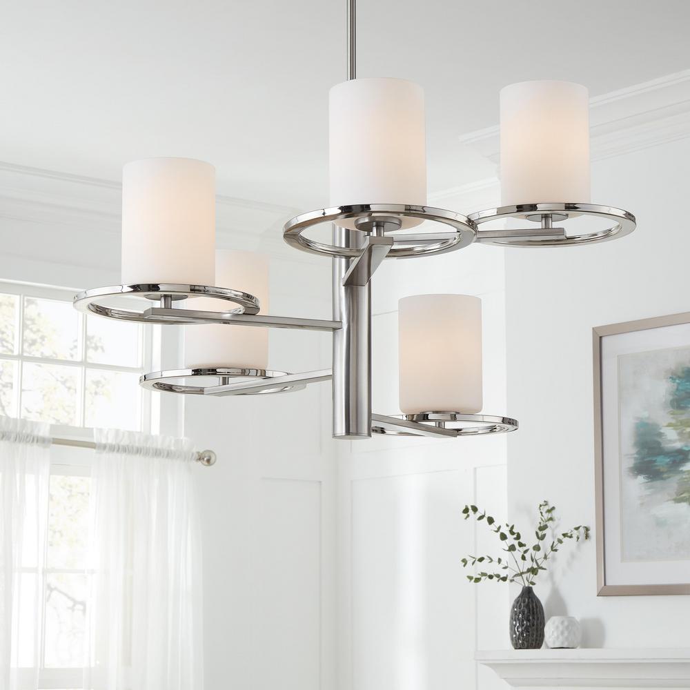 Home Decorators Collection Silas Peak 5 Light Polished Nickel And Brushed Nickel Chandelier 27265 The Home Depot