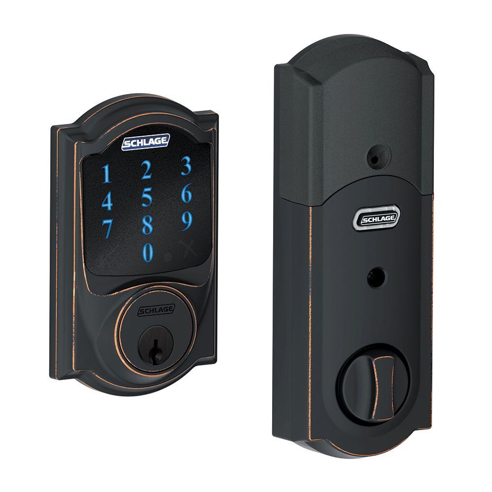 Schlage Camelot Aged Bronze Connect Smart Door Lock With Alarm