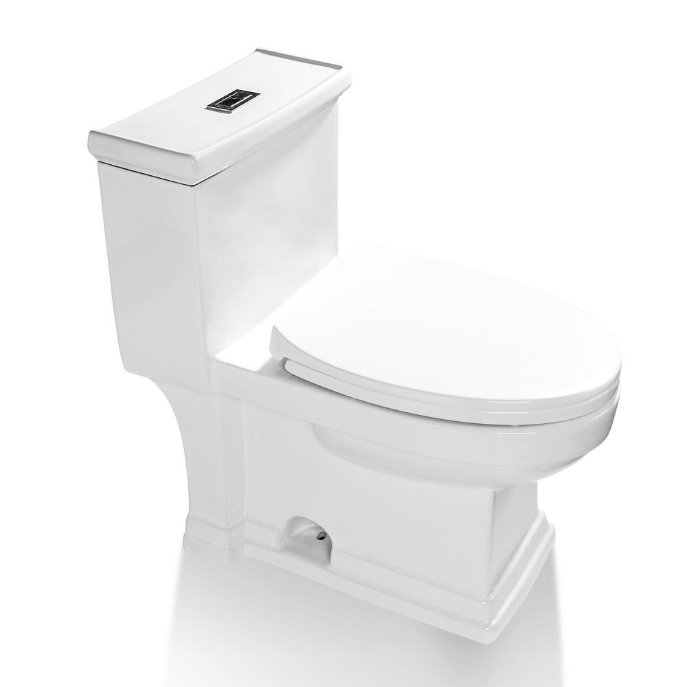 matrix decor 1-Piece 1.6/1.1GPF Dual Flush Elongated Toilet in White ...