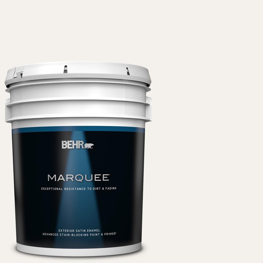 BEHR MARQUEE 5 gal. WB600 Luster White Satin Enamel Exterior Paint