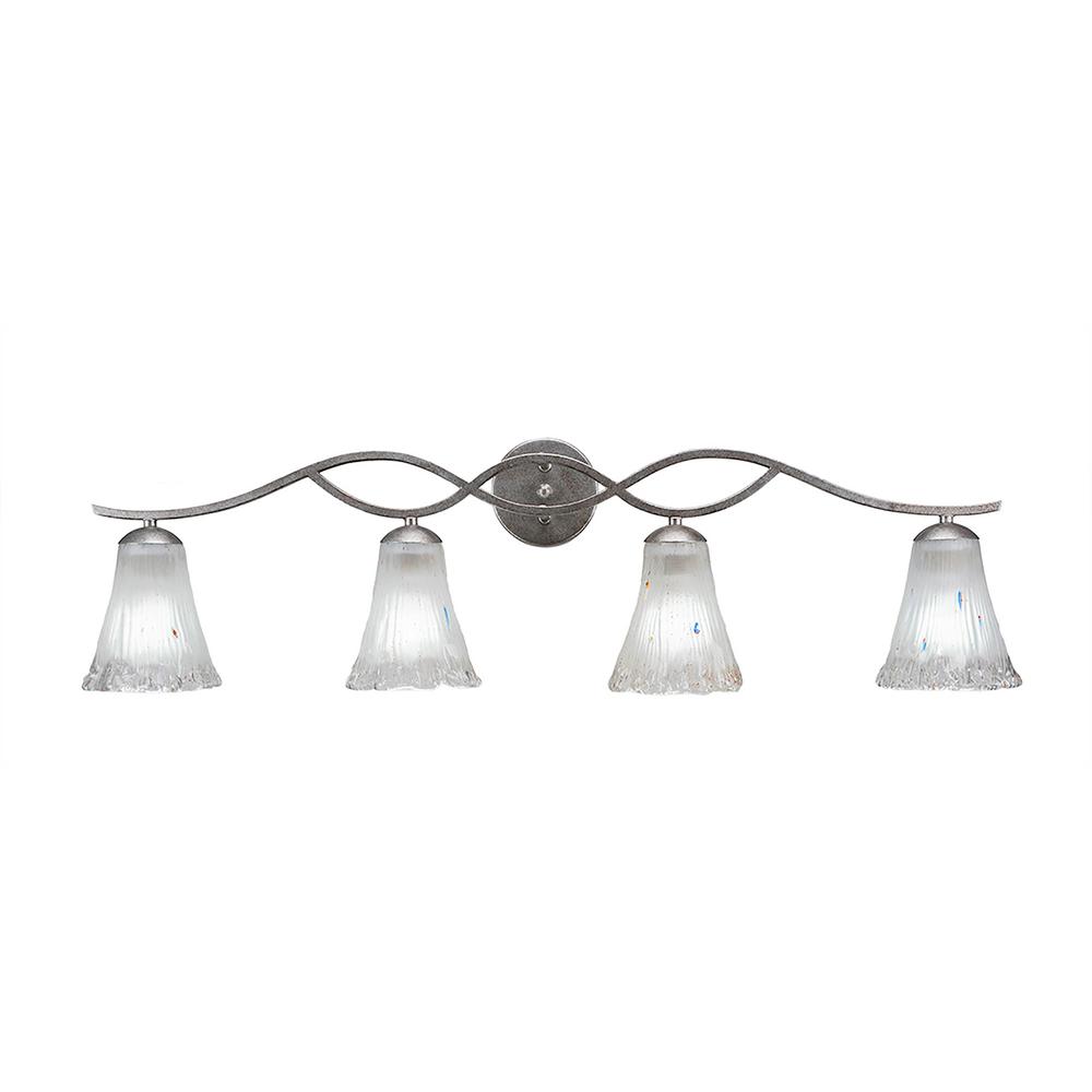 Filament Design 4 Light 75 In Dark Granite Vanity With 5 Fluted Frosted Crystal Glass