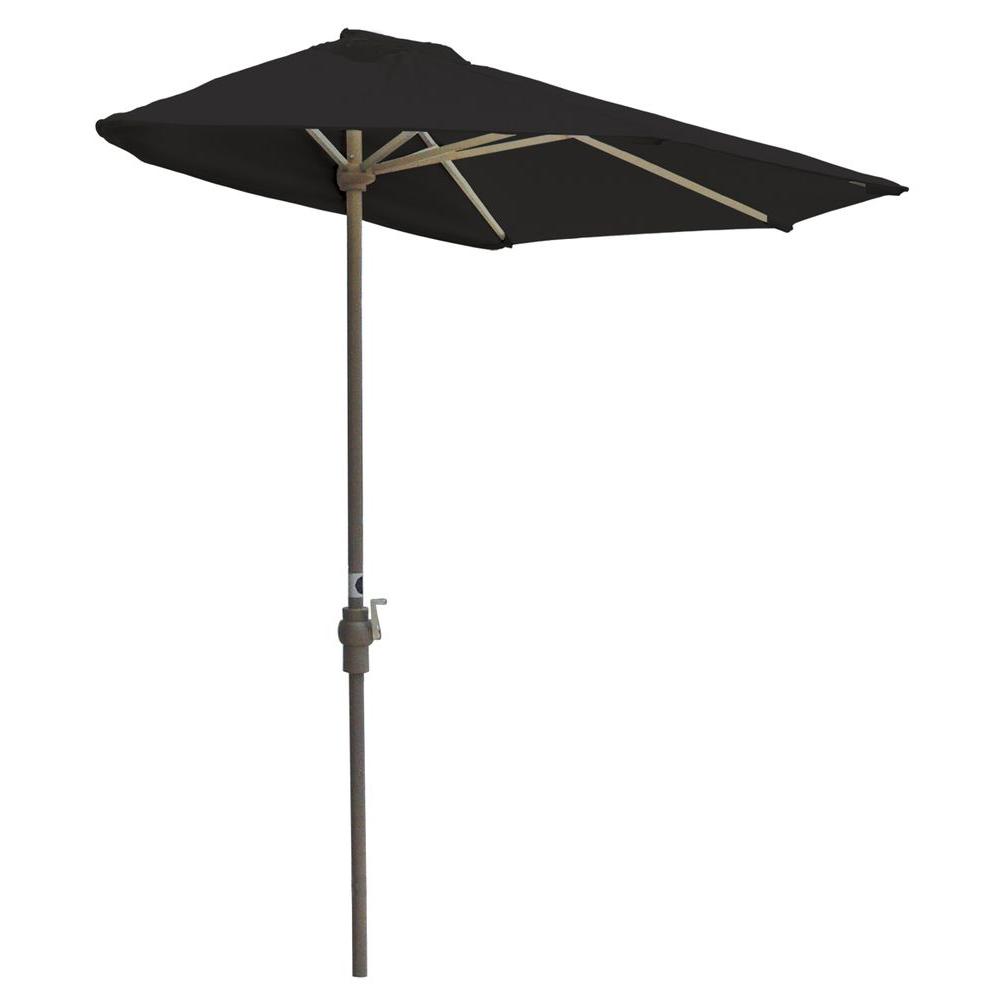 7 5 Ft No Tilt Patio Umbrellas Furniture The Home Depot Patio Half Umbrella In Black Sunbrella