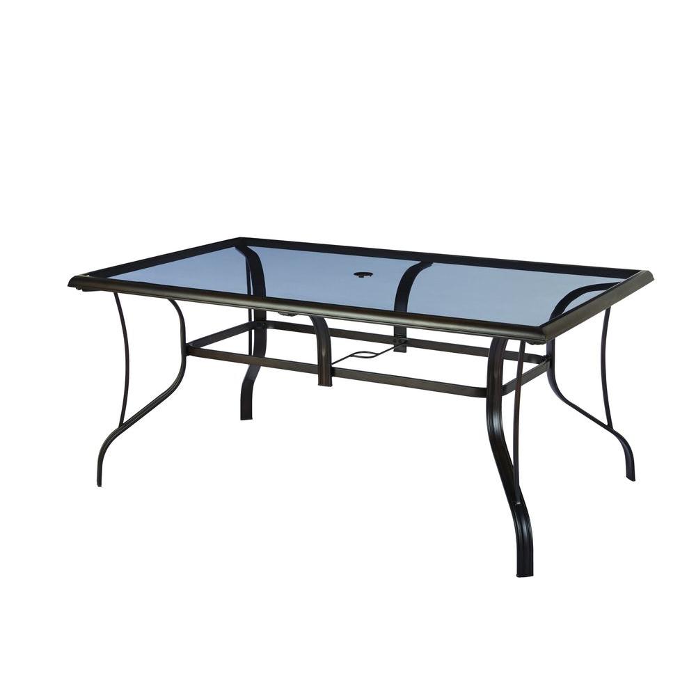 Hampton Bay Statesville Rectangular Glass Patio Dining Table | Shop