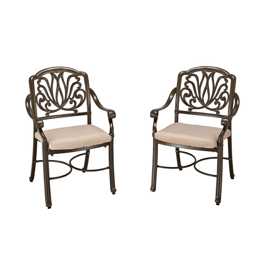 Taupe Cast Aluminum Outdoor Dining Chairs Patio Chairs The Home Depot