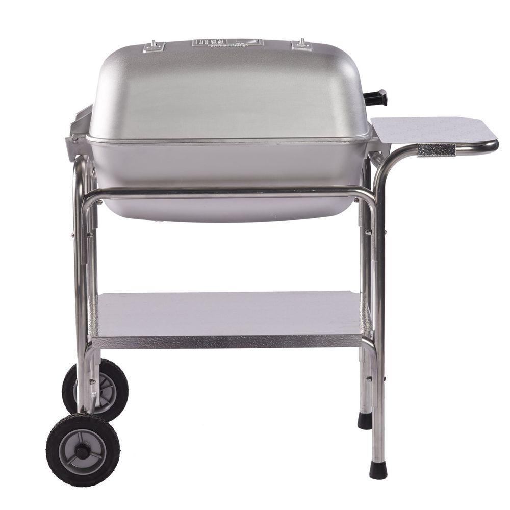 Portable Kitchen Pk Grills Original Cast Aluminum Charcoal Grill And Smoker In Silver Pk The Home Depot