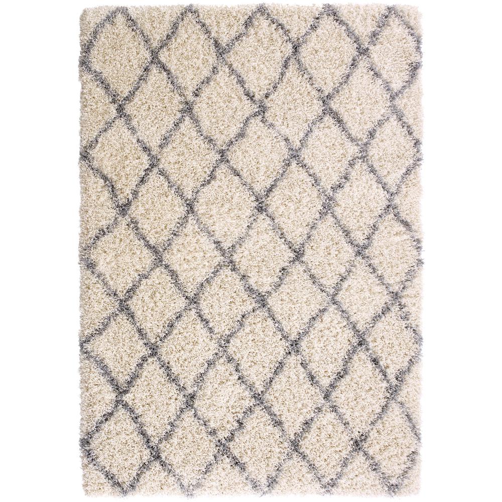 7 X 9 Stain Resistant Area Rugs The Home Depot Designera Collection Trellis Design Ivory And Grey 6 Ft 7 In X 9