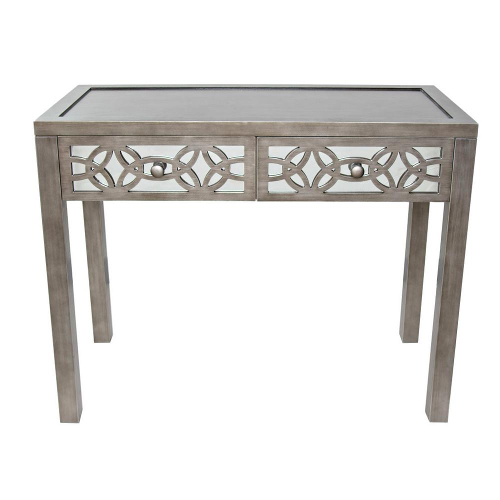 River of Goods Silver Mirrored 2Drawer Console Table16404 The Home Depot