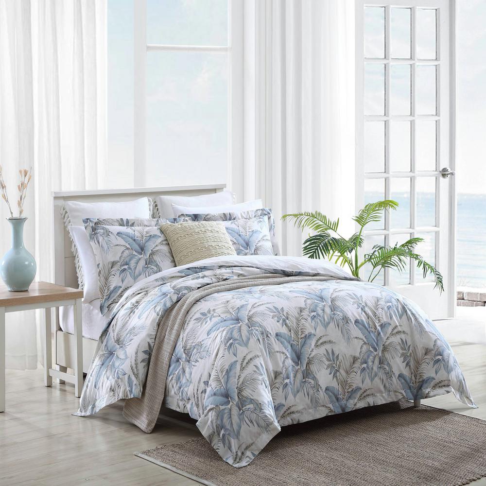 Tommy Bahama Bakers Bluff 3-Piece Blue Botanical Cotton Queen Comforter ...