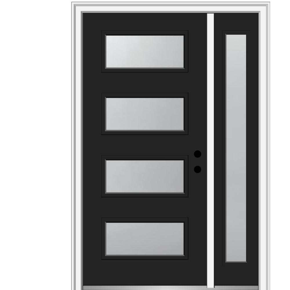 Mmi Door 51 In X 81 75 In Celeste Frosted Glass Left Hand Inswing 4 Lite Eclectic Painted Steel Prehung Front Door W Sidelite