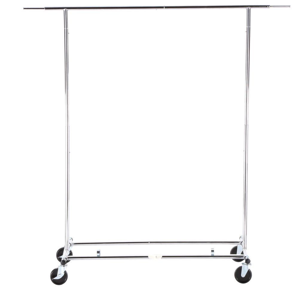 HoneyCanDo Bottom Shelf Steel Rolling Garment Rack in ChromeGAR