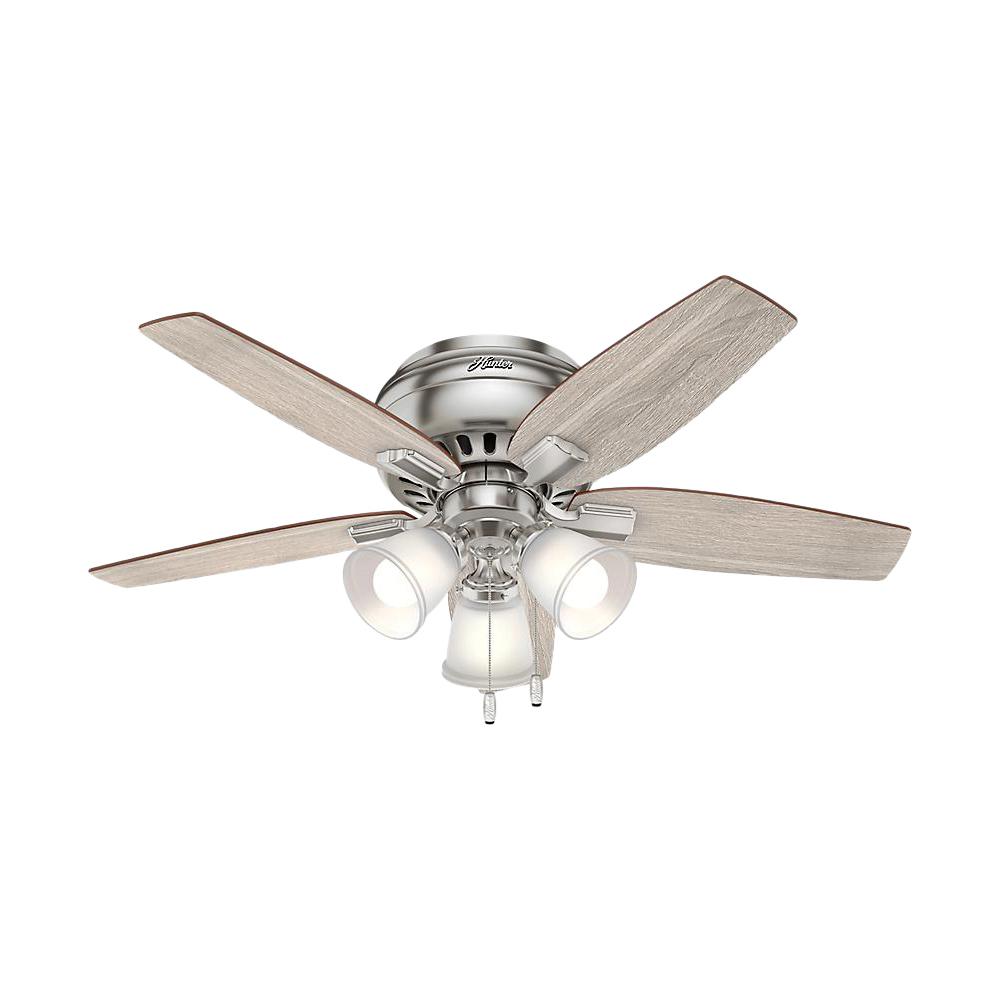 Hunter Echo Bluff 42 In Led Indoor Brushed Nickel Flush Mount Ceiling Fan 51075 The Home Depot - What Is Flush Mount Ceiling Fan