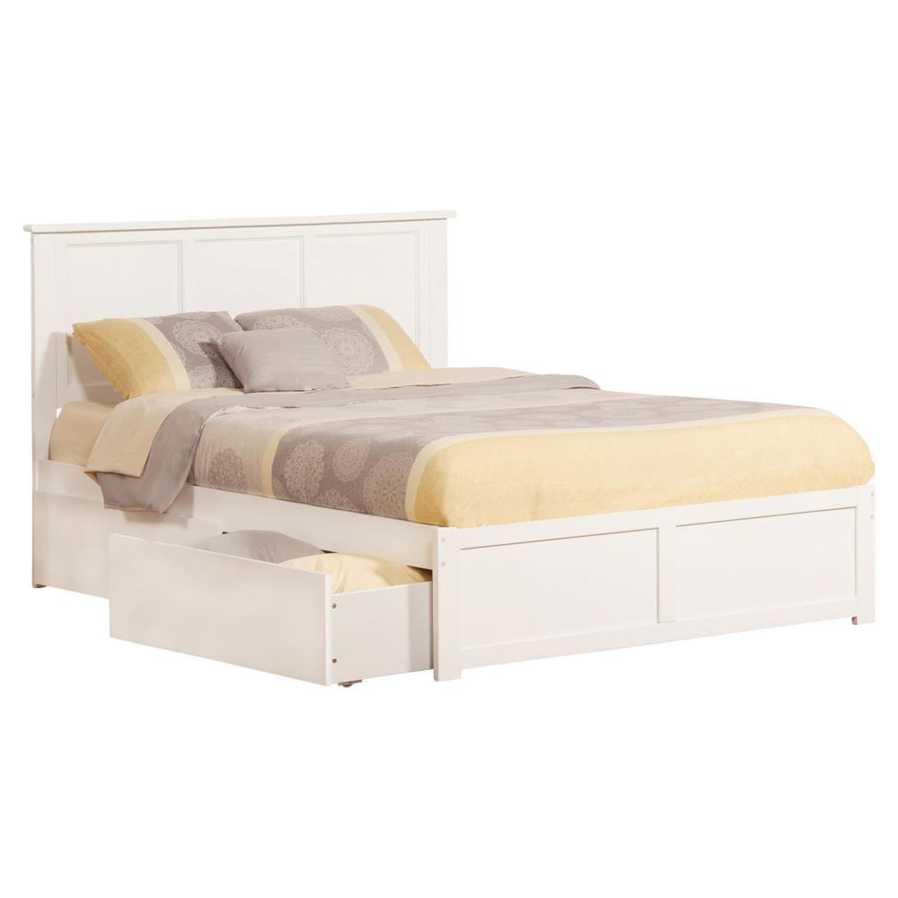 Atlantic Furniture Madison White Queen Platform Bed With Flat Panel Atlantic Furniture Madison White Queen Platform Bed With Flat Panel Foot Board And 2 Urban