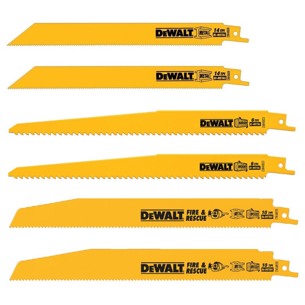 DEWALT BiMetal Reciprocating Saw Blade Set with Telescoping Case (6